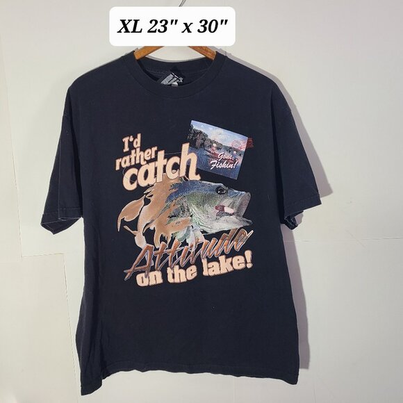 WWE Other - Vintage 2002 " I'd Rather Catch Attitude On the Lake" XL Black T-Shirt Y2K